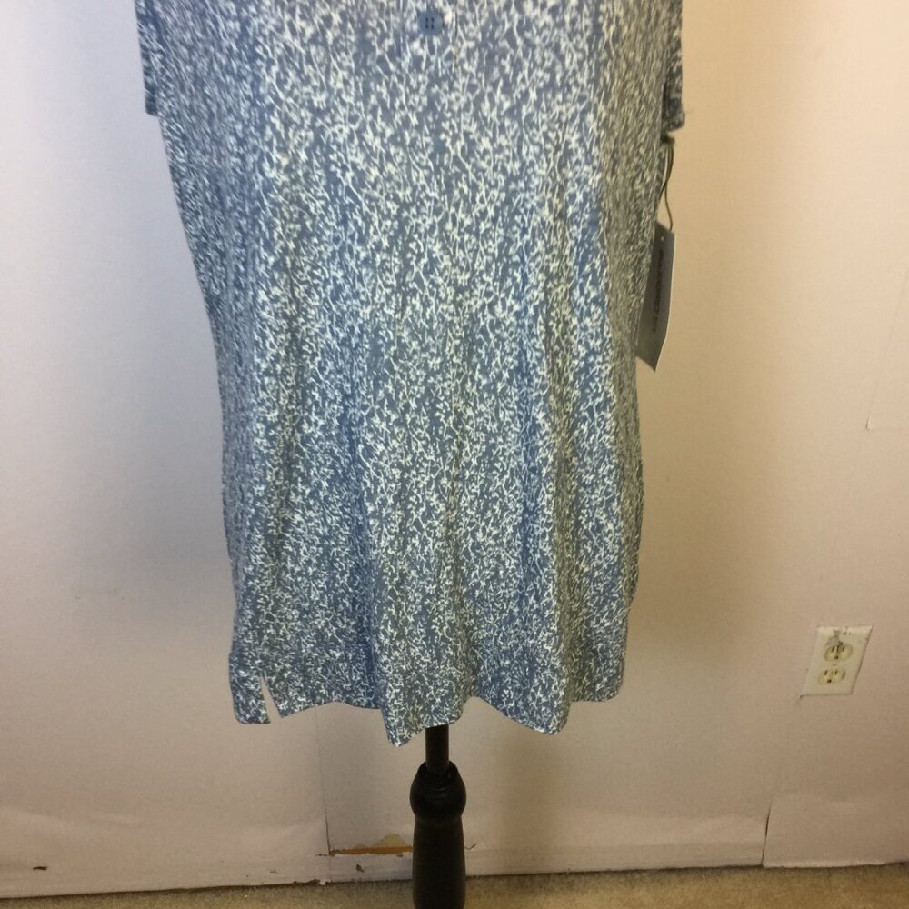 New! Liz Claiborne Blouse Tank Top L Womans Blue Printed Sleeveless Stretch - Picture 5 of 16
